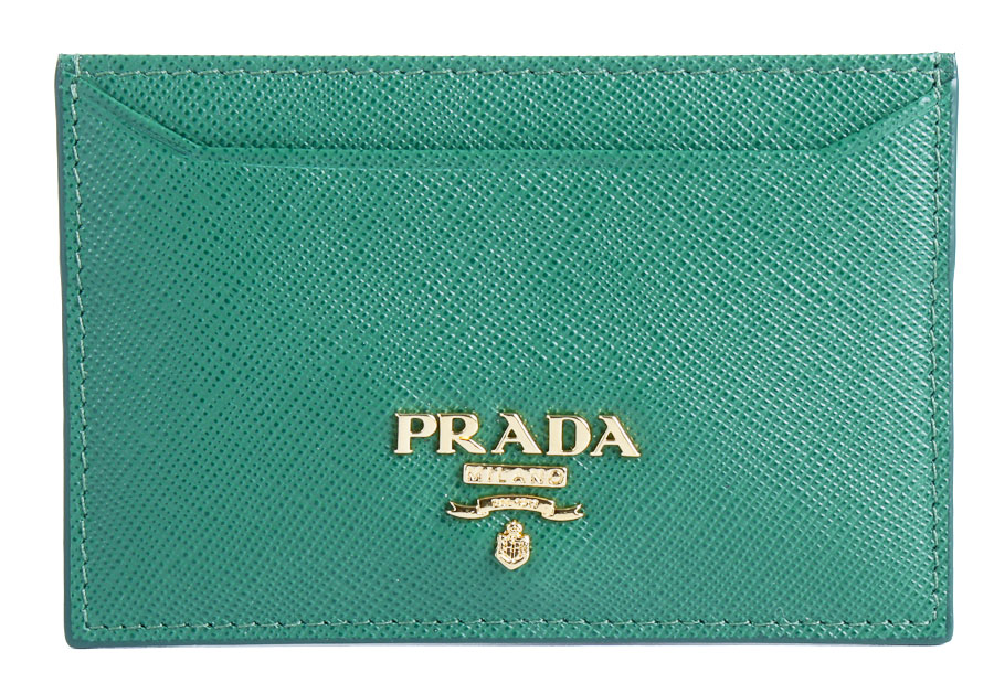 Green Prada Saffiano Card Holder