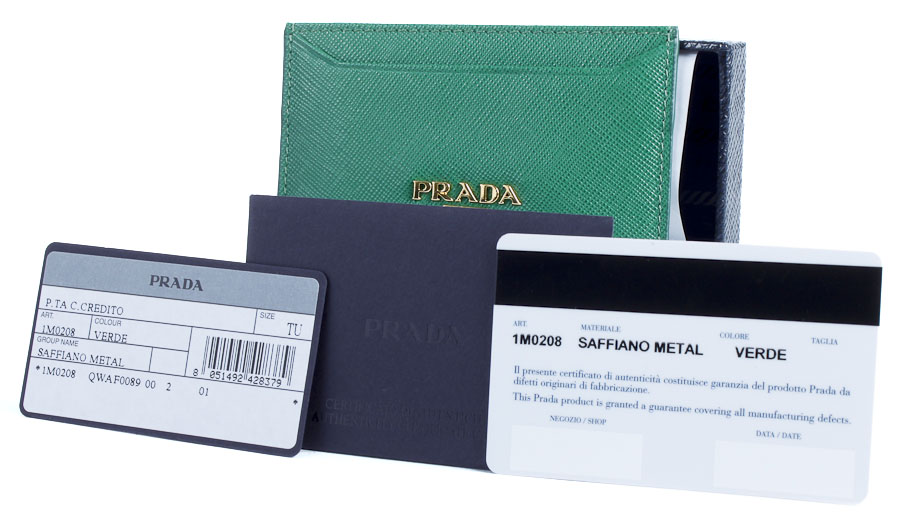 Green Prada Saffiano Card Holder