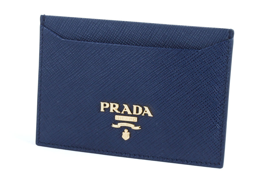 Navy Prada Saffiano Card Holder