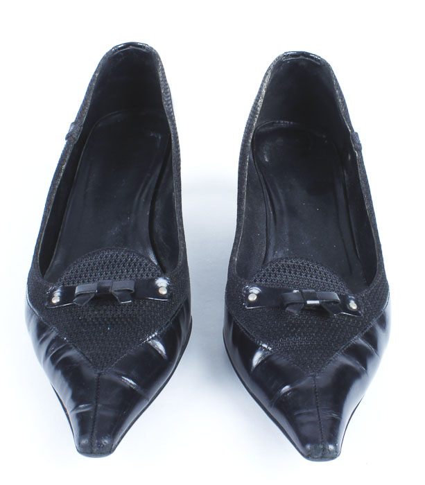 Black Leather Prada Kitten Heels