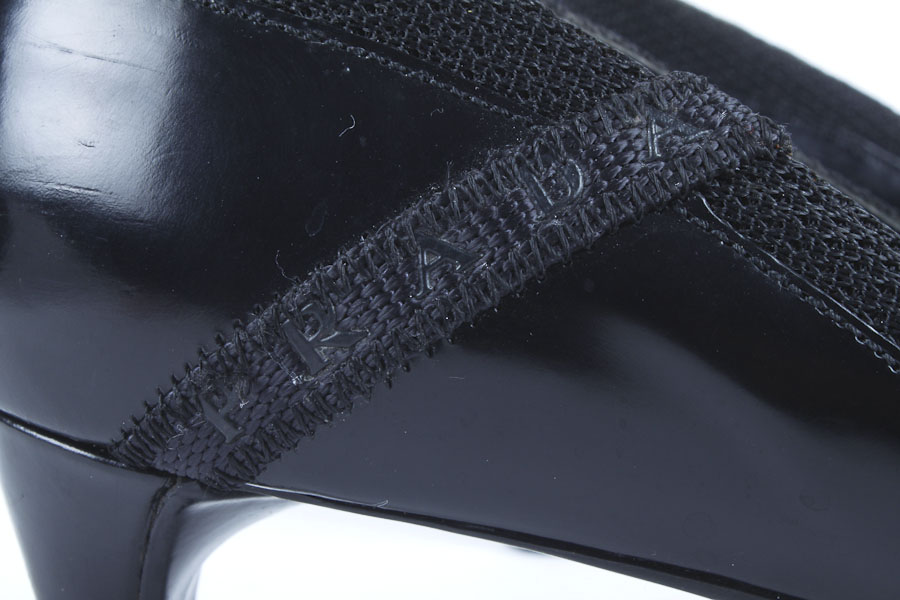 Black Leather Prada Kitten Heels