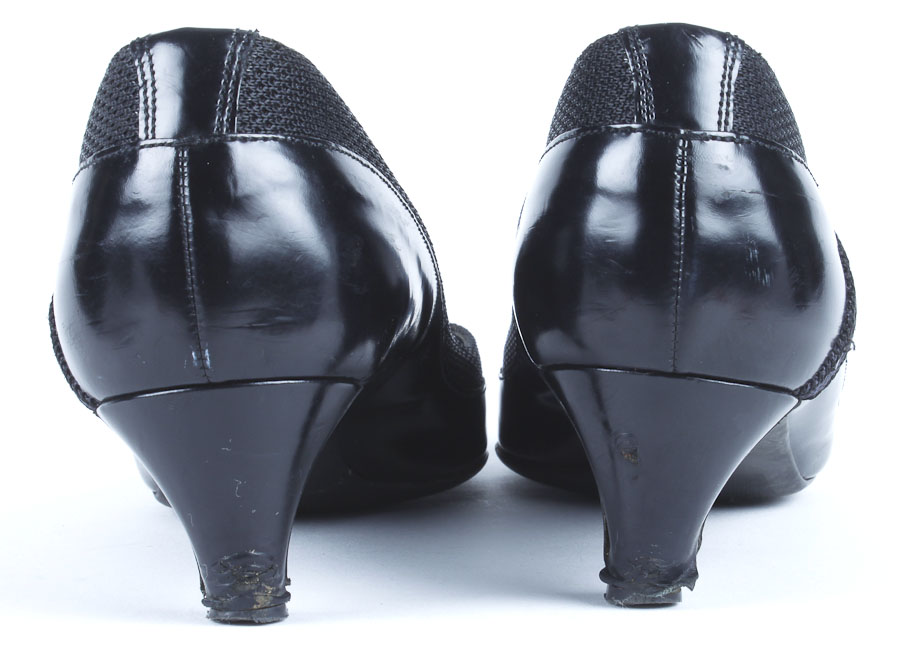 Black Leather Prada Kitten Heels