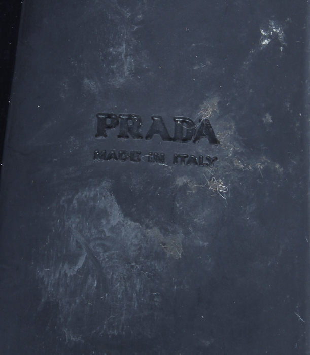 Black Leather Prada Kitten Heels