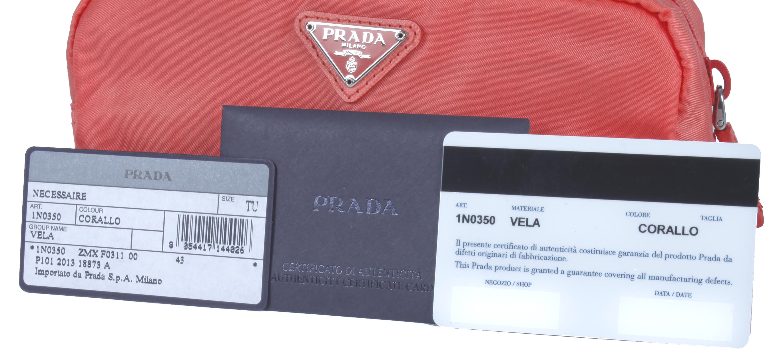 Coral Prada Vela Zippered Pouch