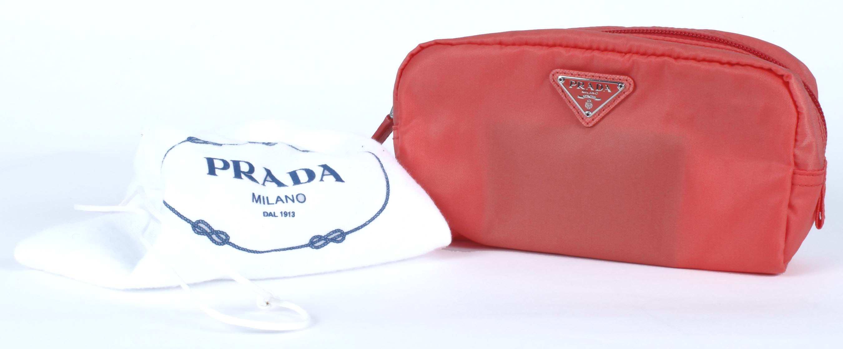 Coral Prada Vela Zippered Pouch