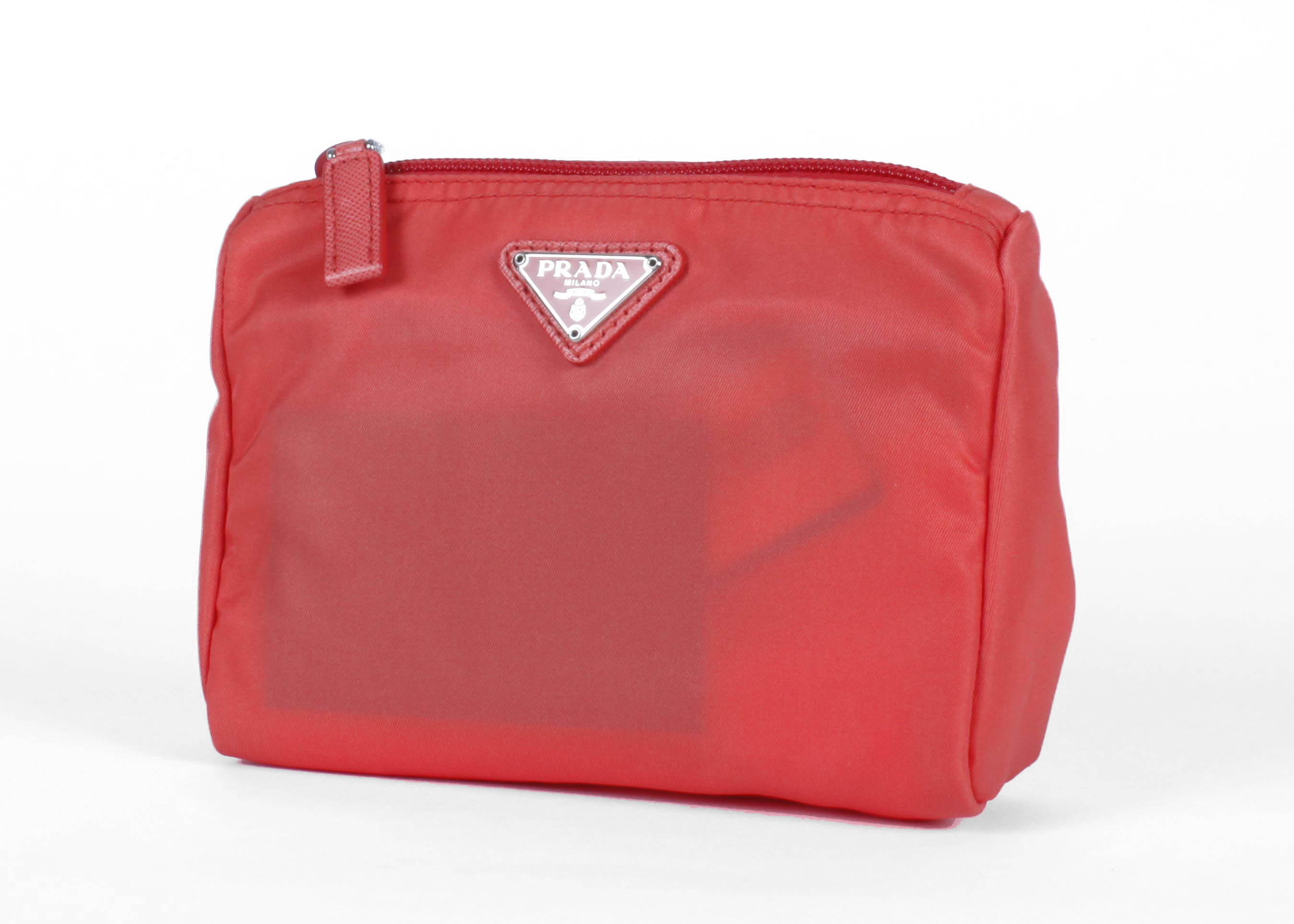 Coral Prada Vela Zippered Pouch