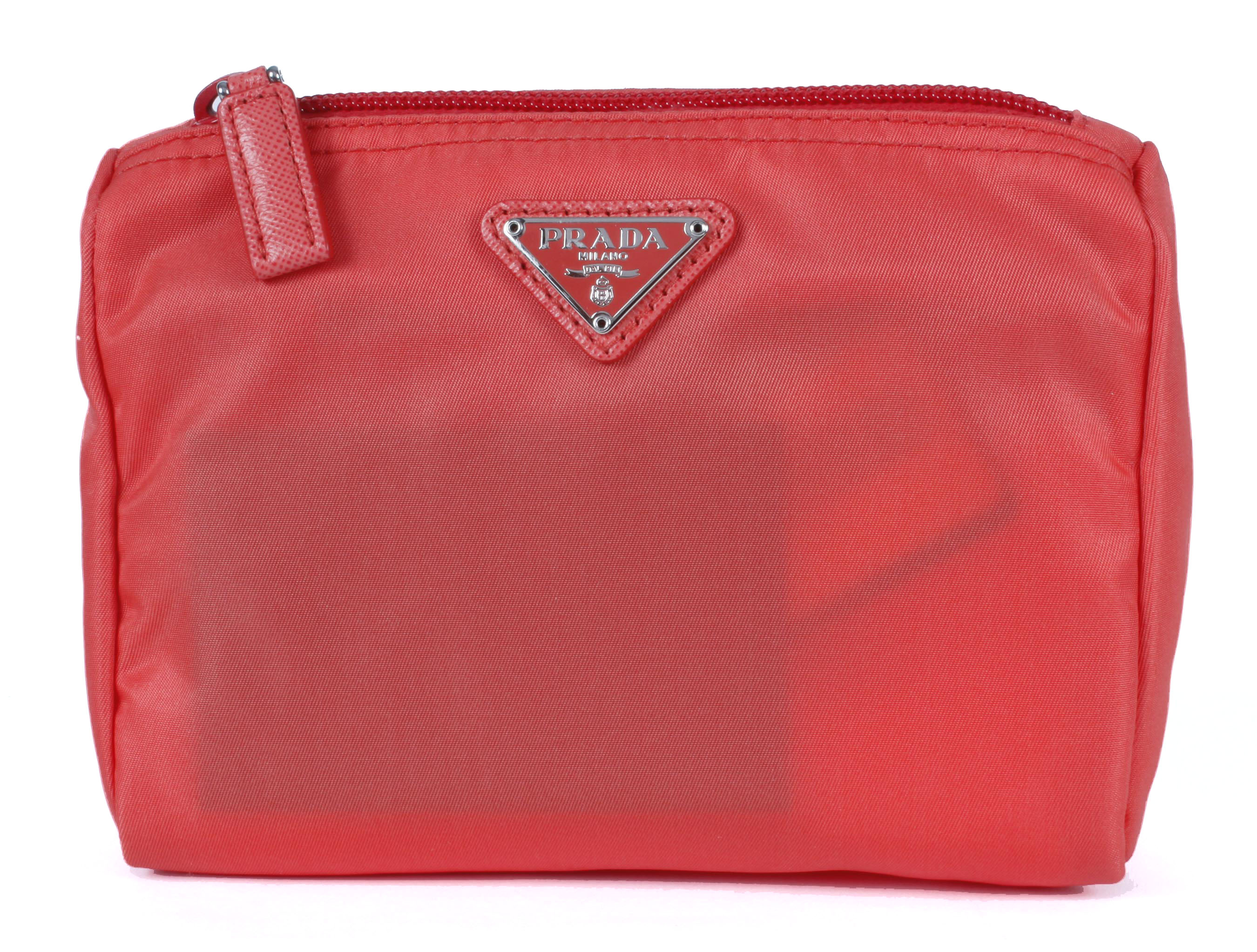 Coral Prada Vela Zippered Pouch