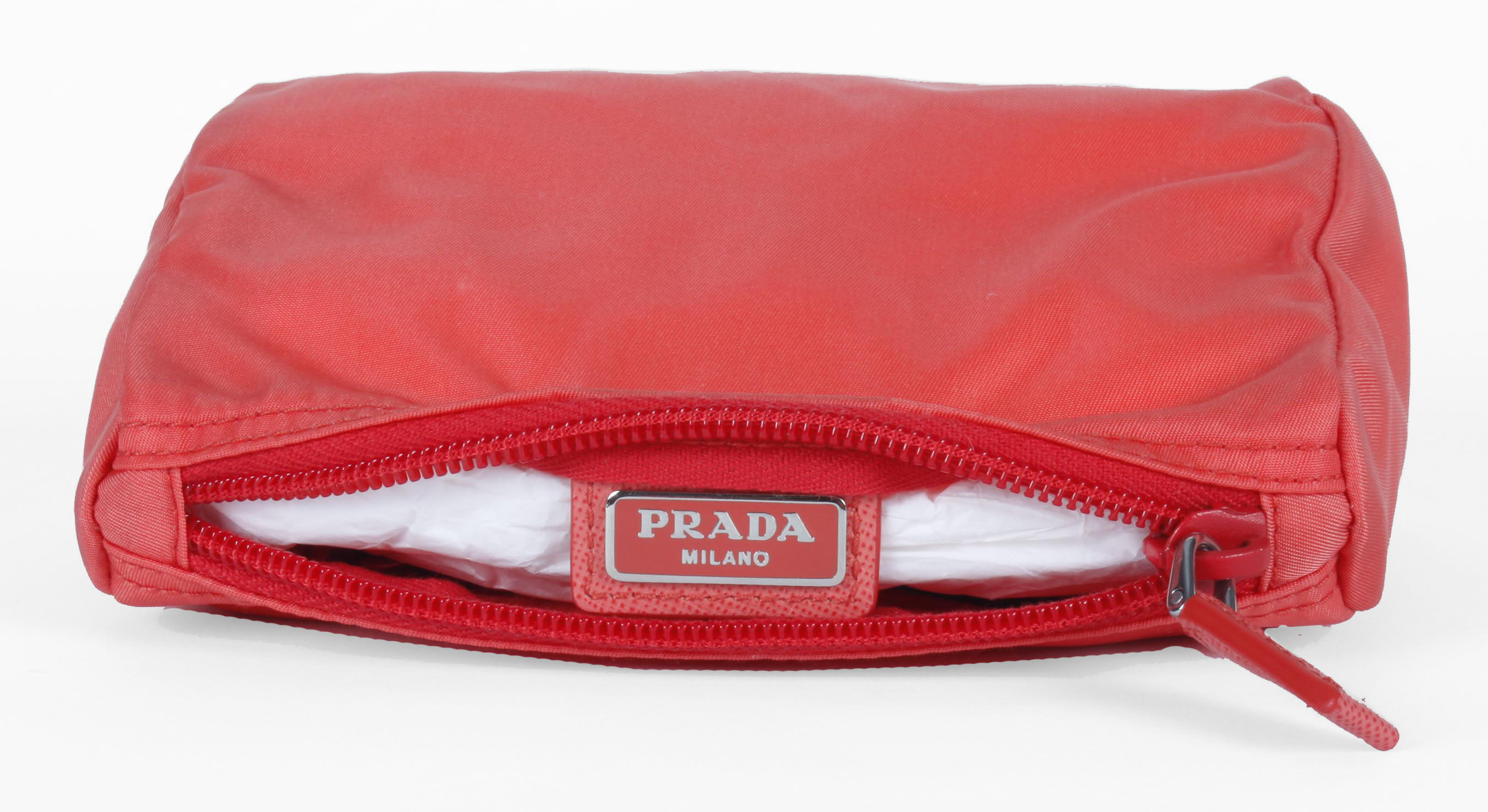 Coral Prada Vela Zippered Pouch