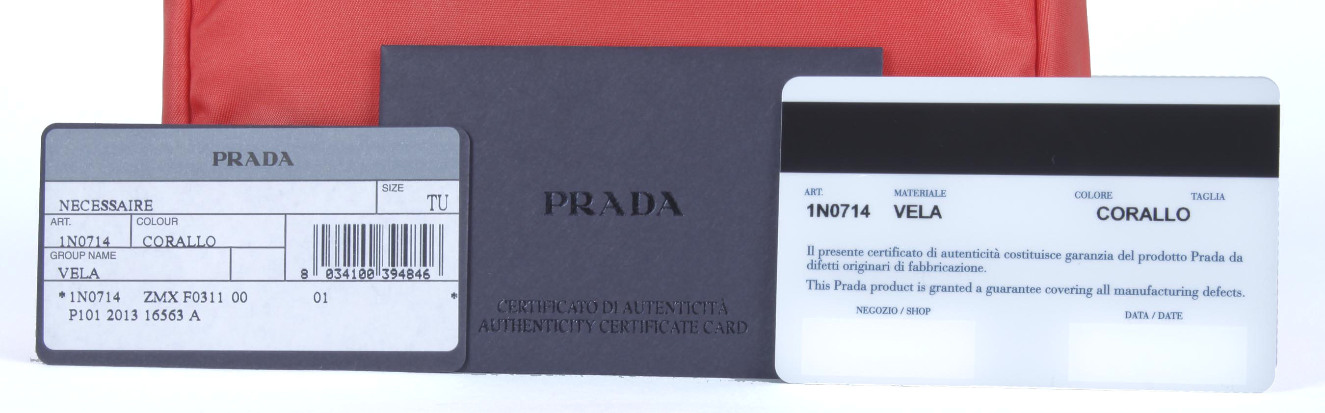 Coral Prada Vela Zippered Pouch