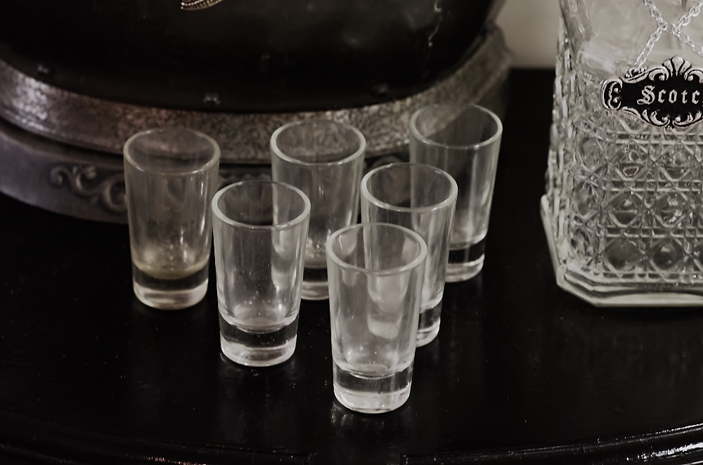 Vintage Knight Armorial Liquor Set and Libbey Decanter Set