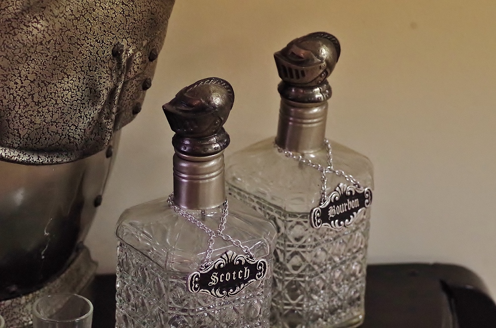 Vintage Knight Armorial Liquor Set and Libbey Decanter Set