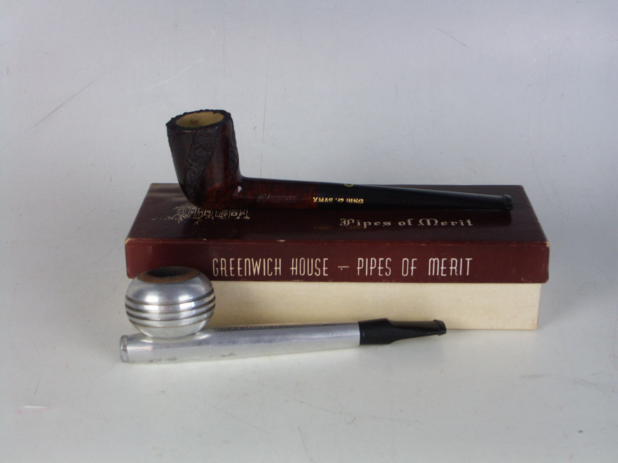 Art Deco Aluminum Pipe and Xmas '42 Bing Pipe
