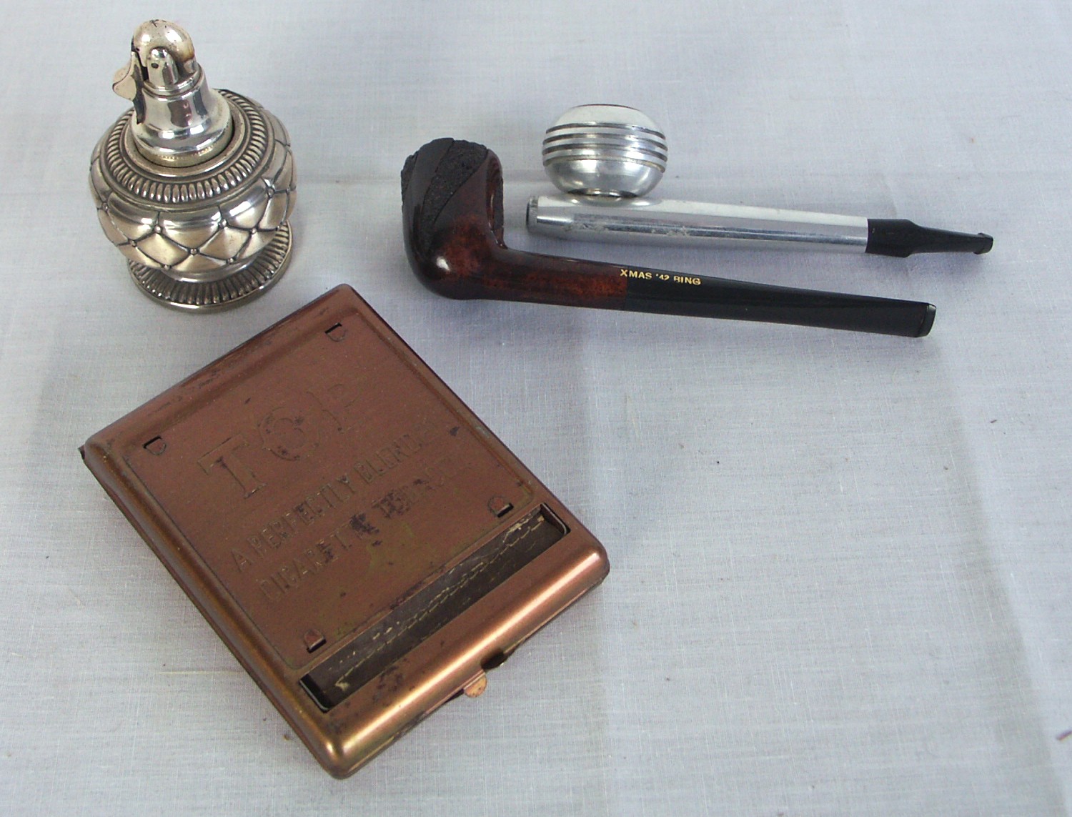 Art Deco Aluminum Pipe and Xmas '42 Bing Pipe