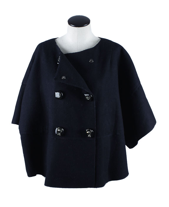 Black Prada Wool Cape Jacket with Amazing Buttons. Size 38 (European)