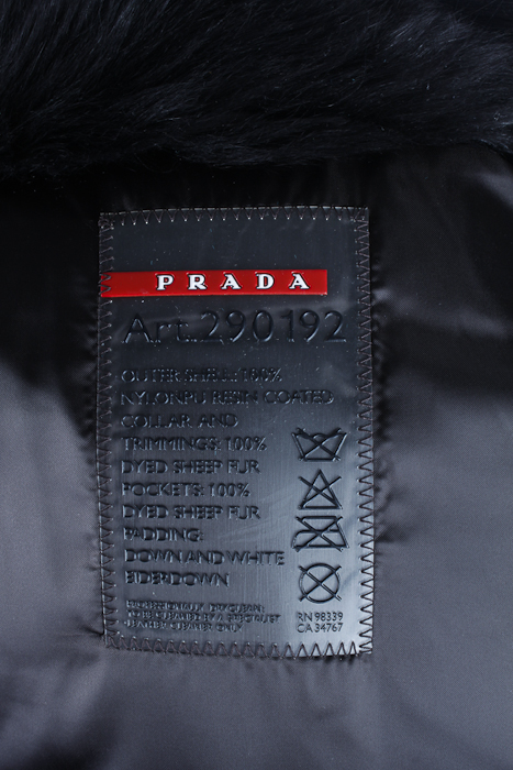 Brown Prada Down Toggle Coat with Sheep Fur Trim. Size 46 (European)