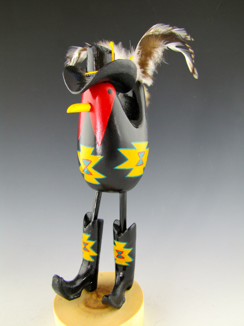 Delightful Navajo Folkart Bird Statue Signed by Artist Dennis Tom