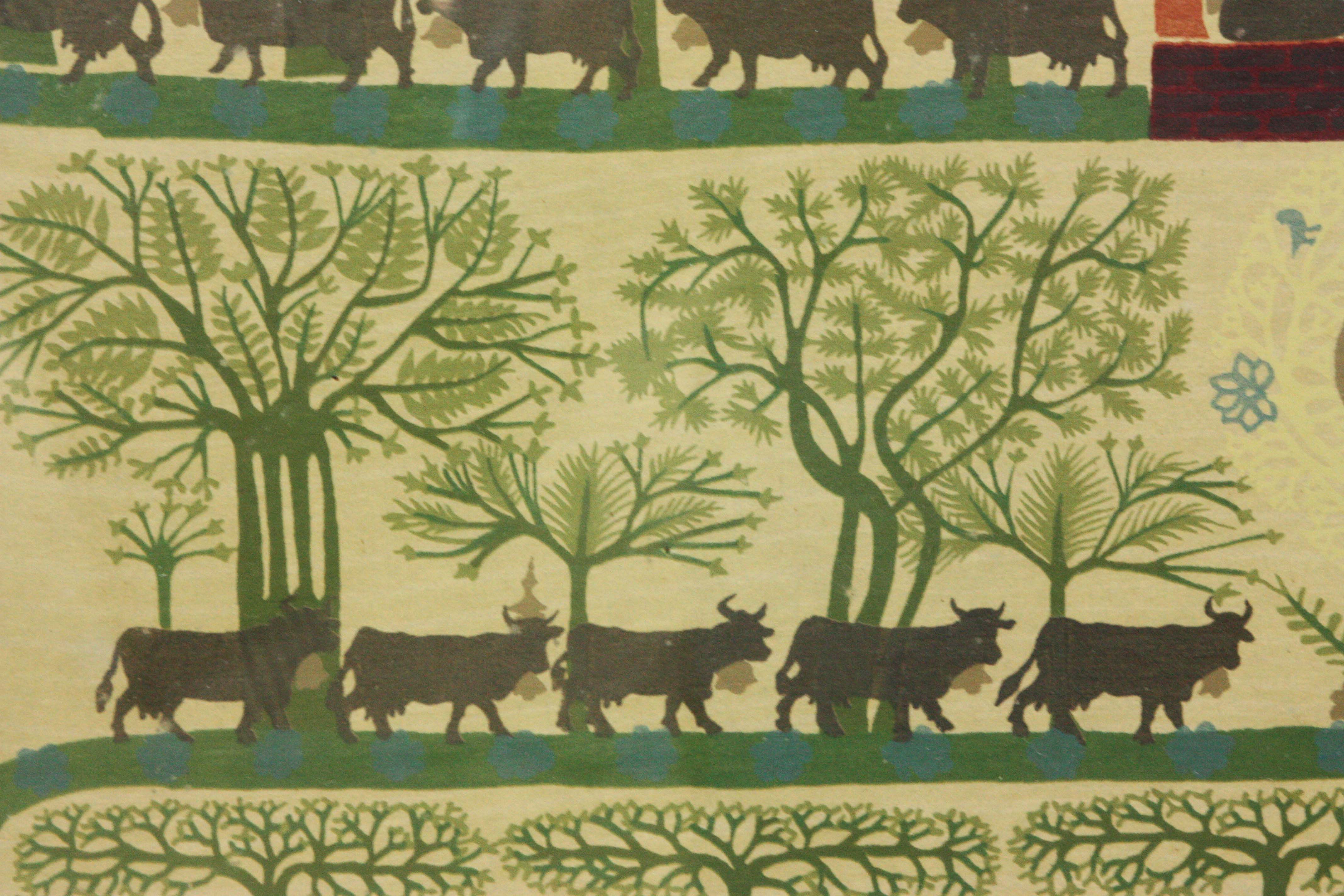 Signed Allen Saalburg Folk Art Serigraph