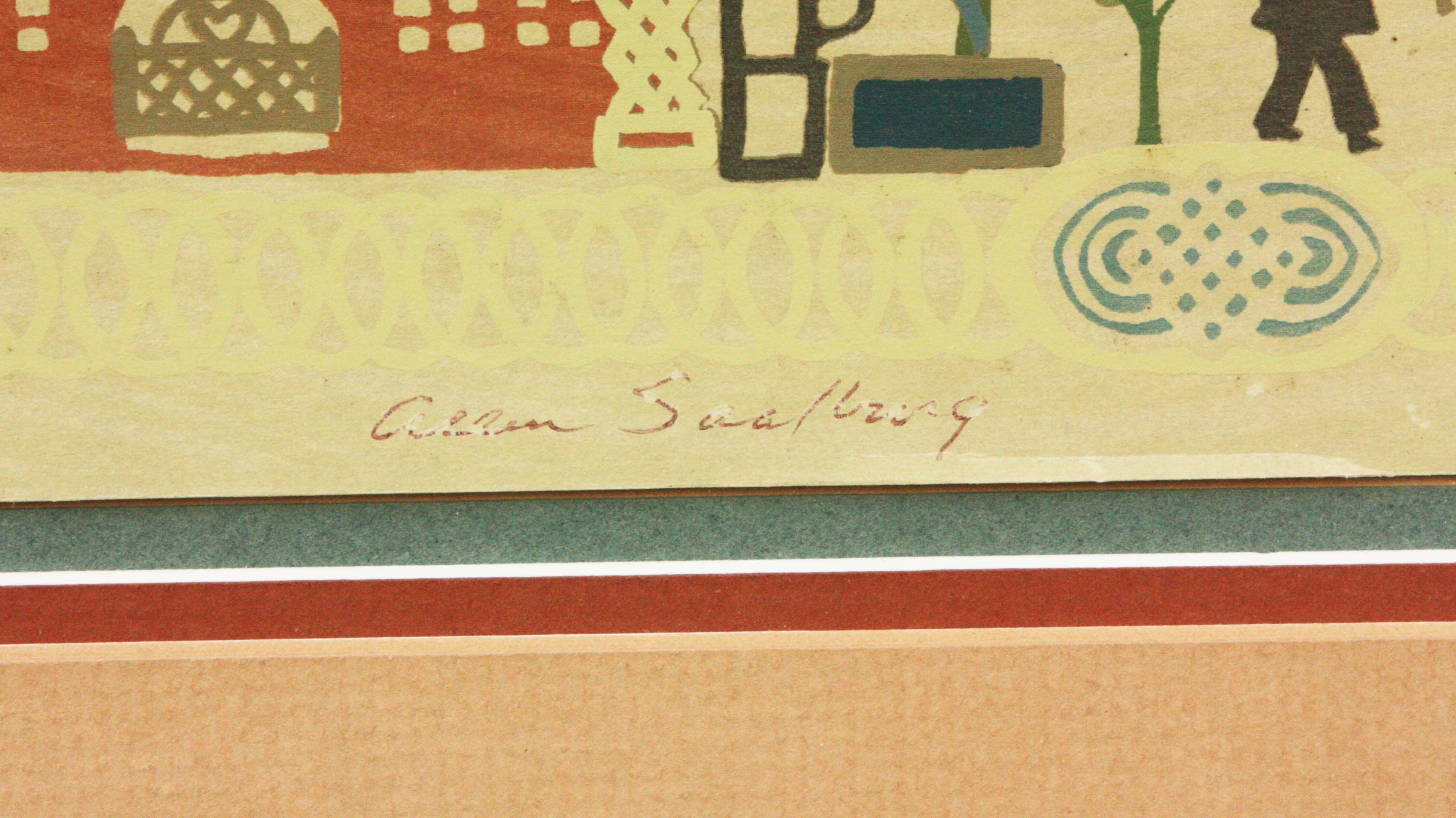 Signed Allen Saalburg Folk Art Serigraph