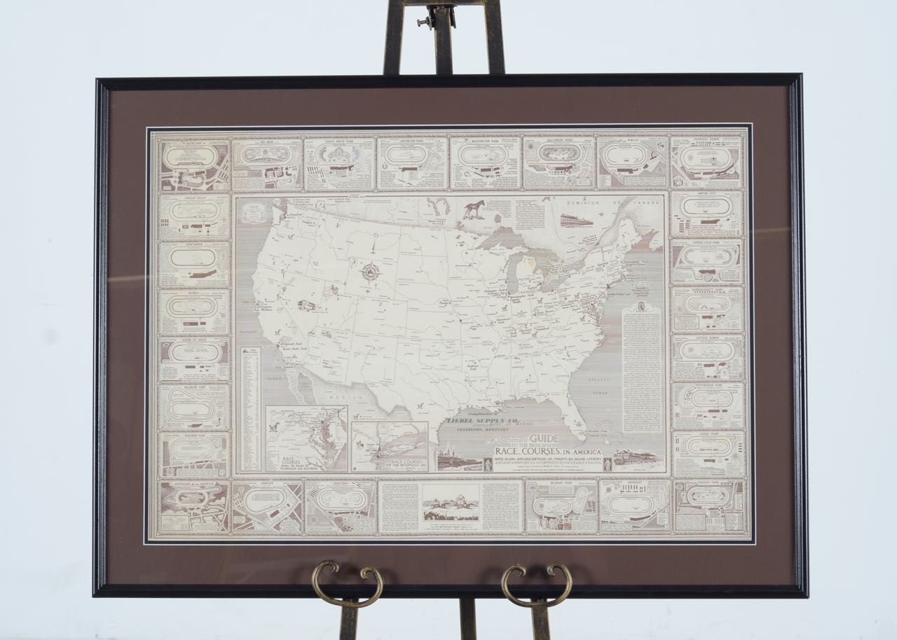 Reproduction of Vintage Map of Race Courses in America