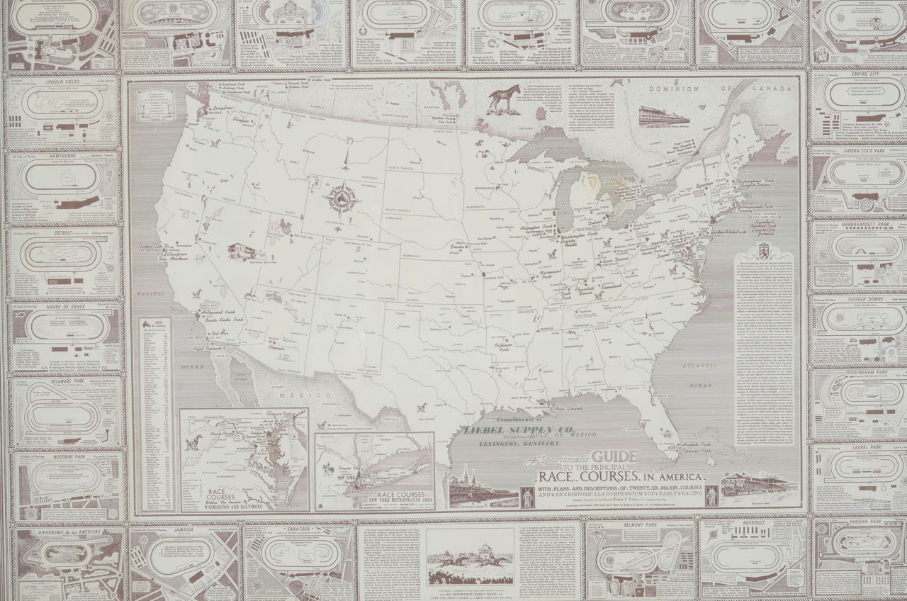 Reproduction of Vintage Map of Race Courses in America