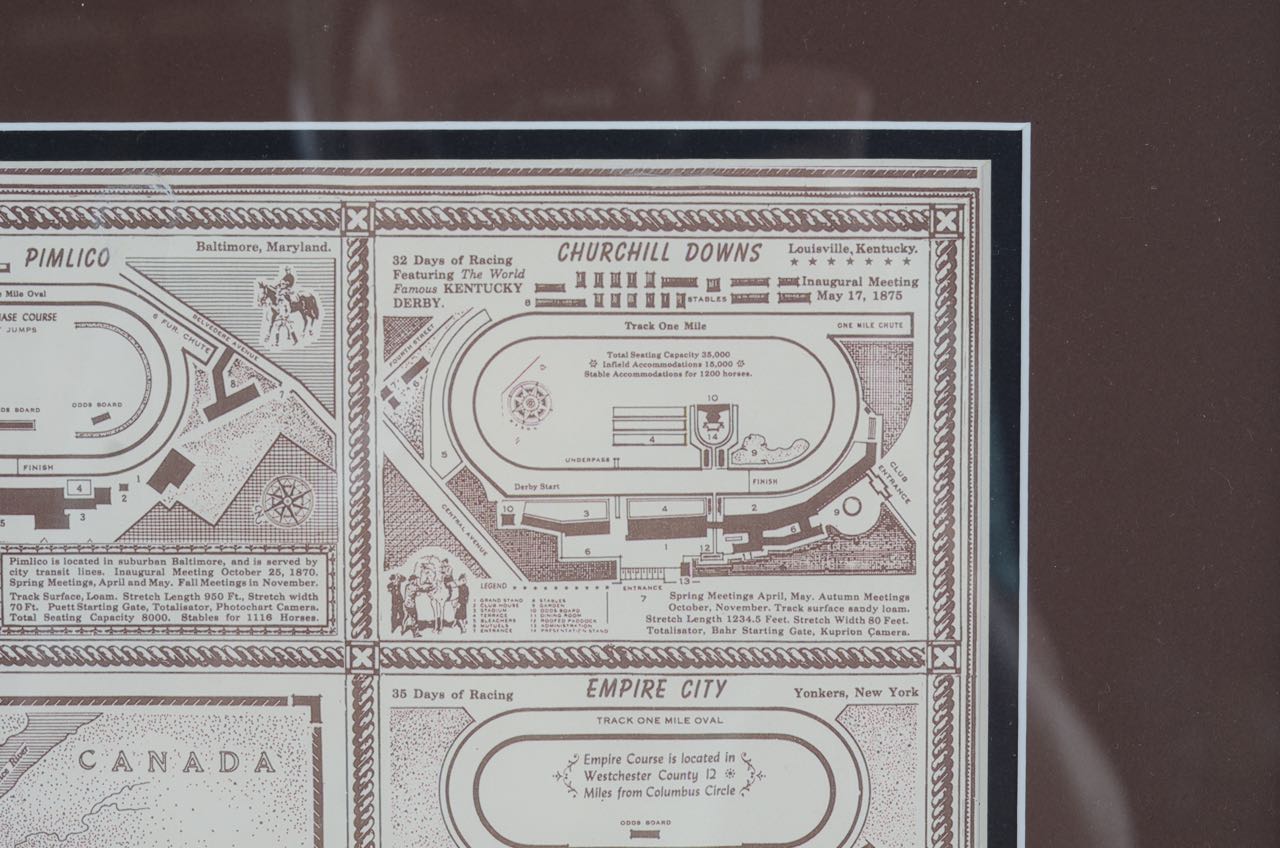 Reproduction of Vintage Map of Race Courses in America