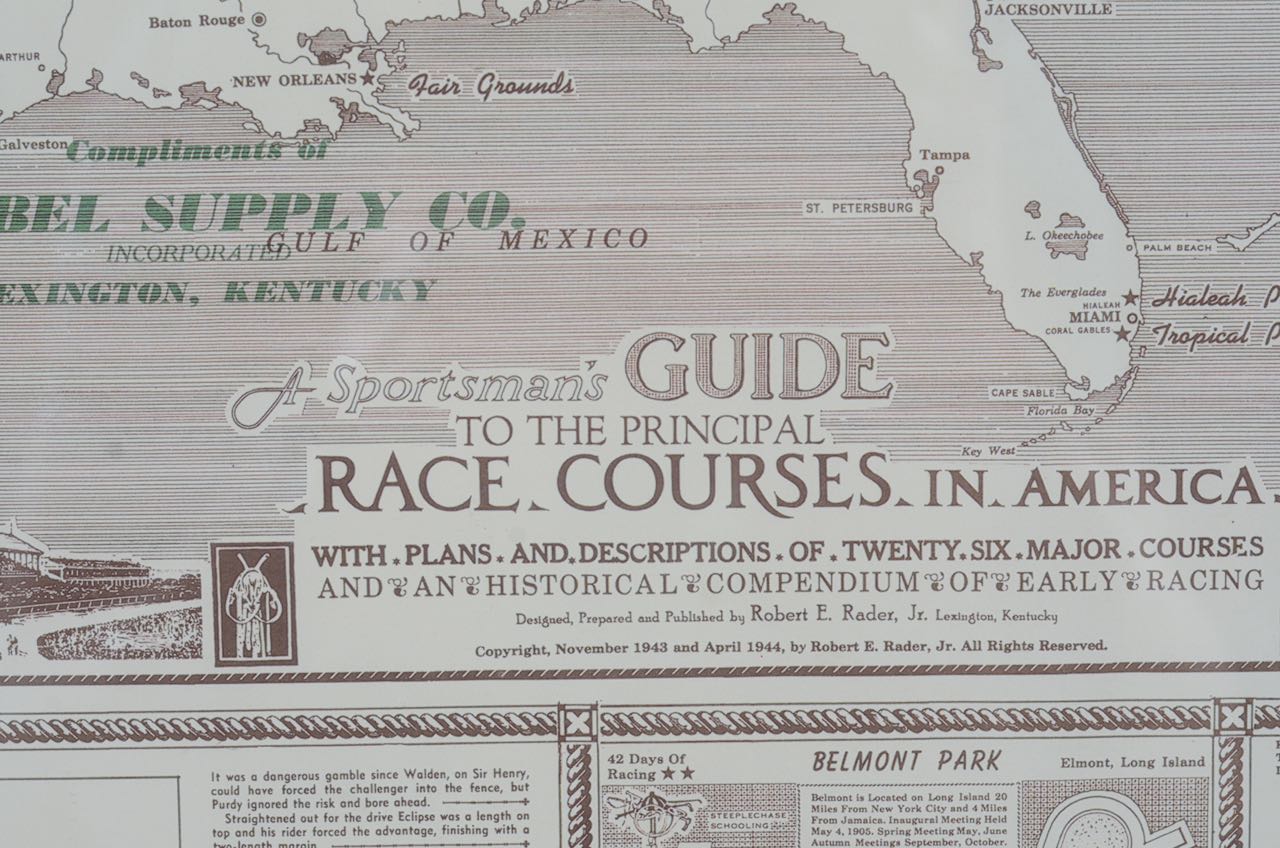 Reproduction of Vintage Map of Race Courses in America