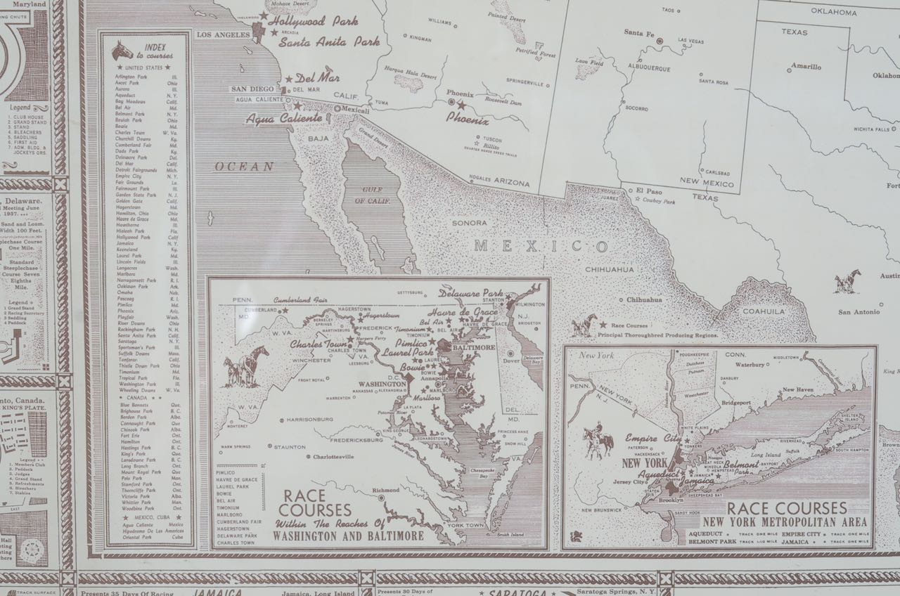 Reproduction of Vintage Map of Race Courses in America
