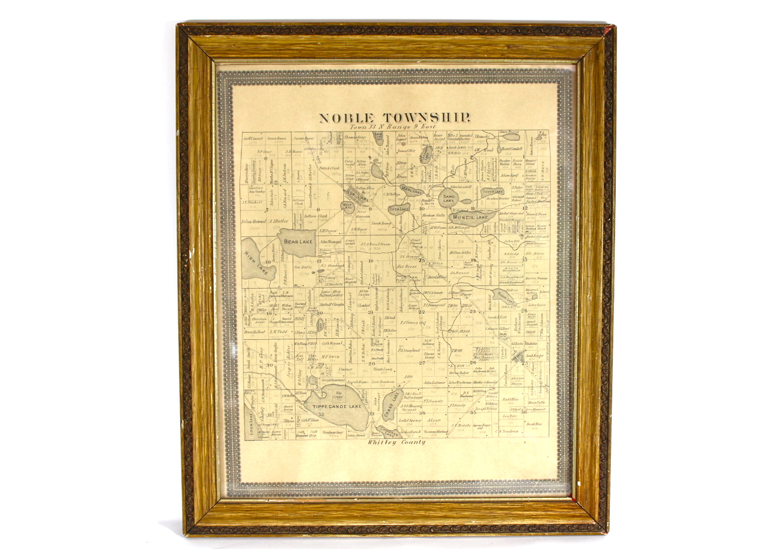 Vintage Plat Map of Whitley County Indiana