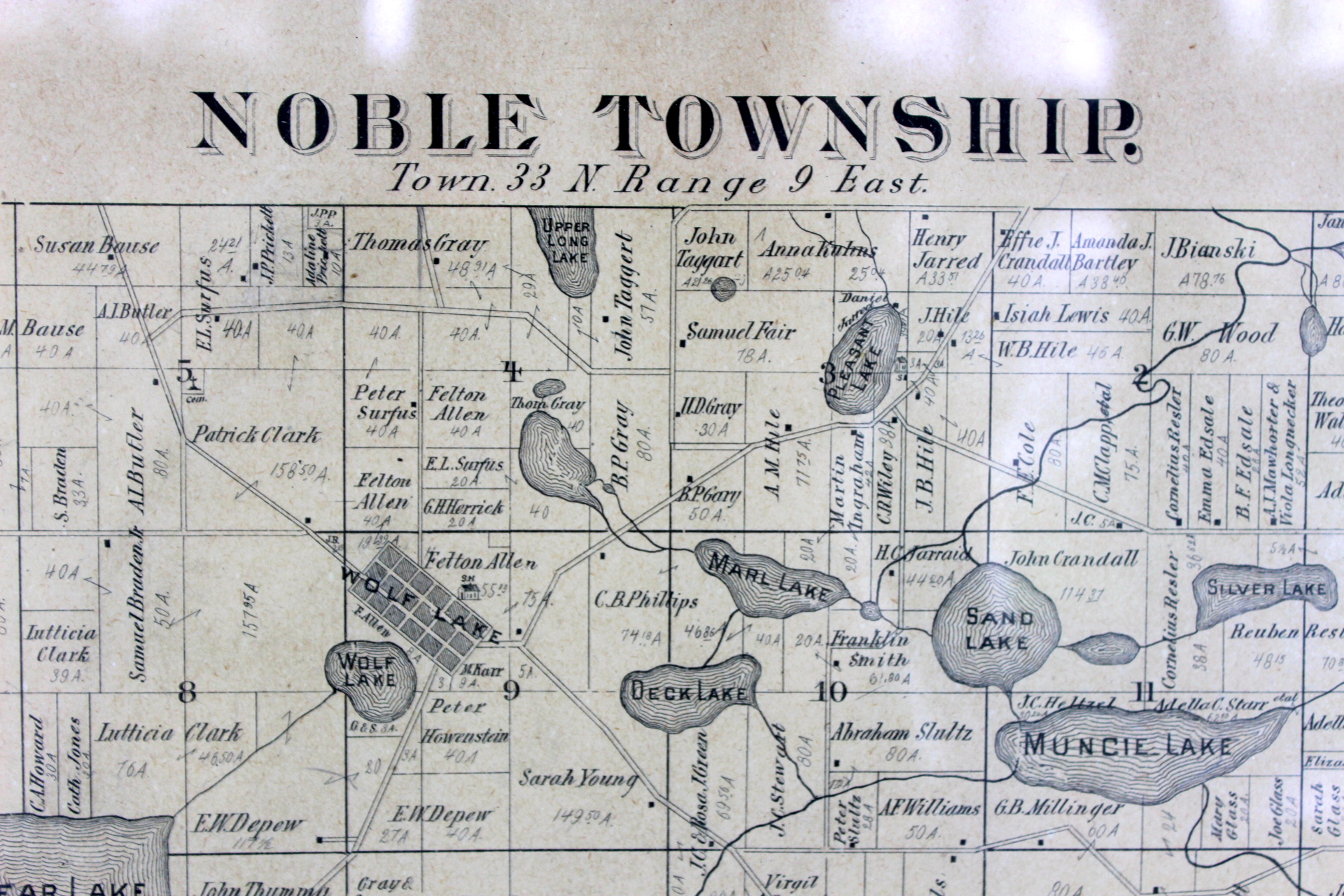 Vintage Plat Map of Whitley County Indiana