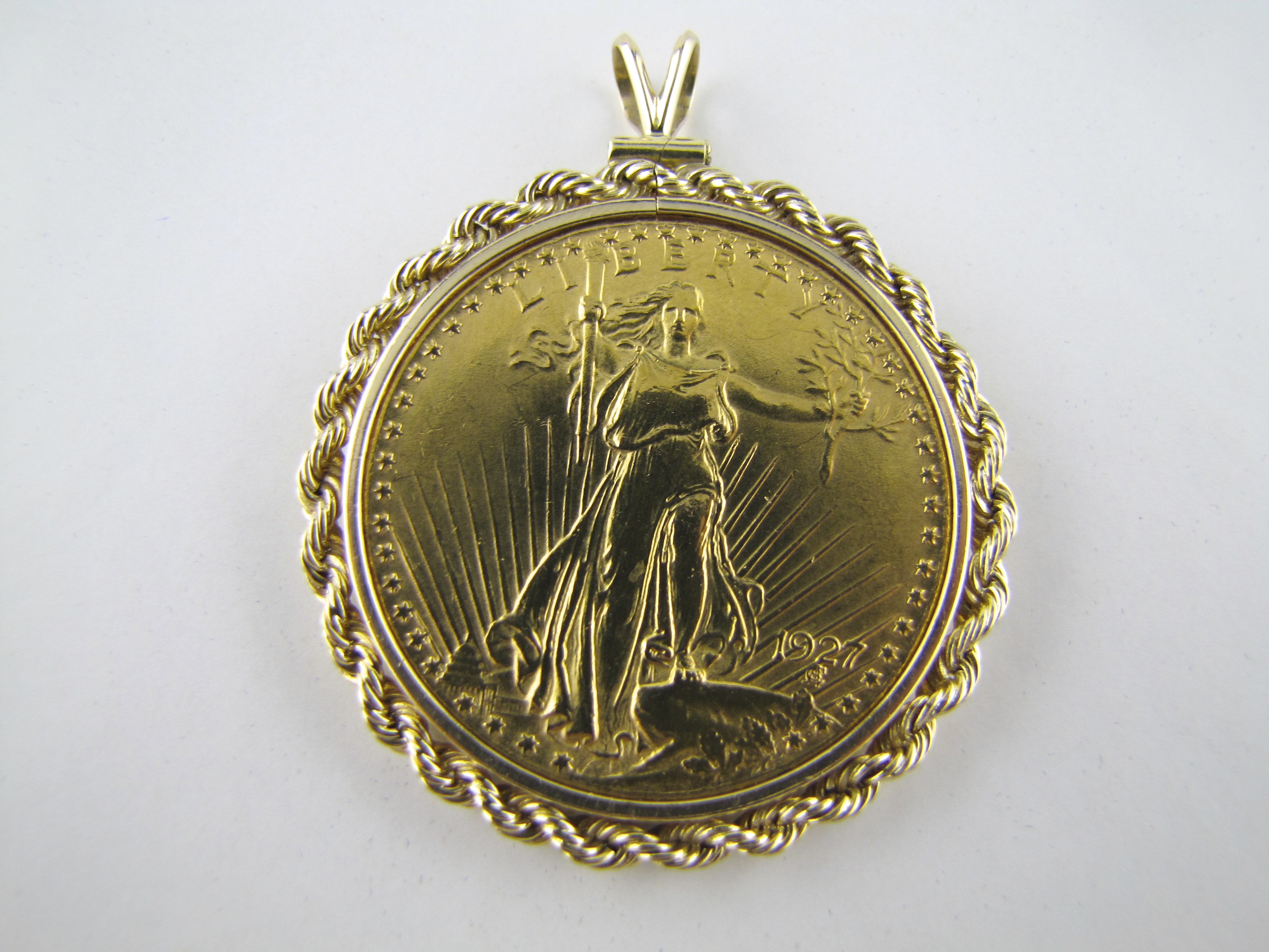 14K Pendant with 1927 St. Gaudens Twenty Dollar Gold Coin