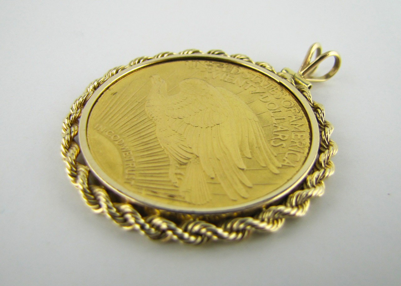 14K Pendant with 1927 St. Gaudens Twenty Dollar Gold Coin