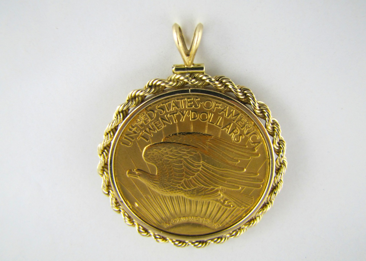 14K Pendant with 1927 St. Gaudens Twenty Dollar Gold Coin