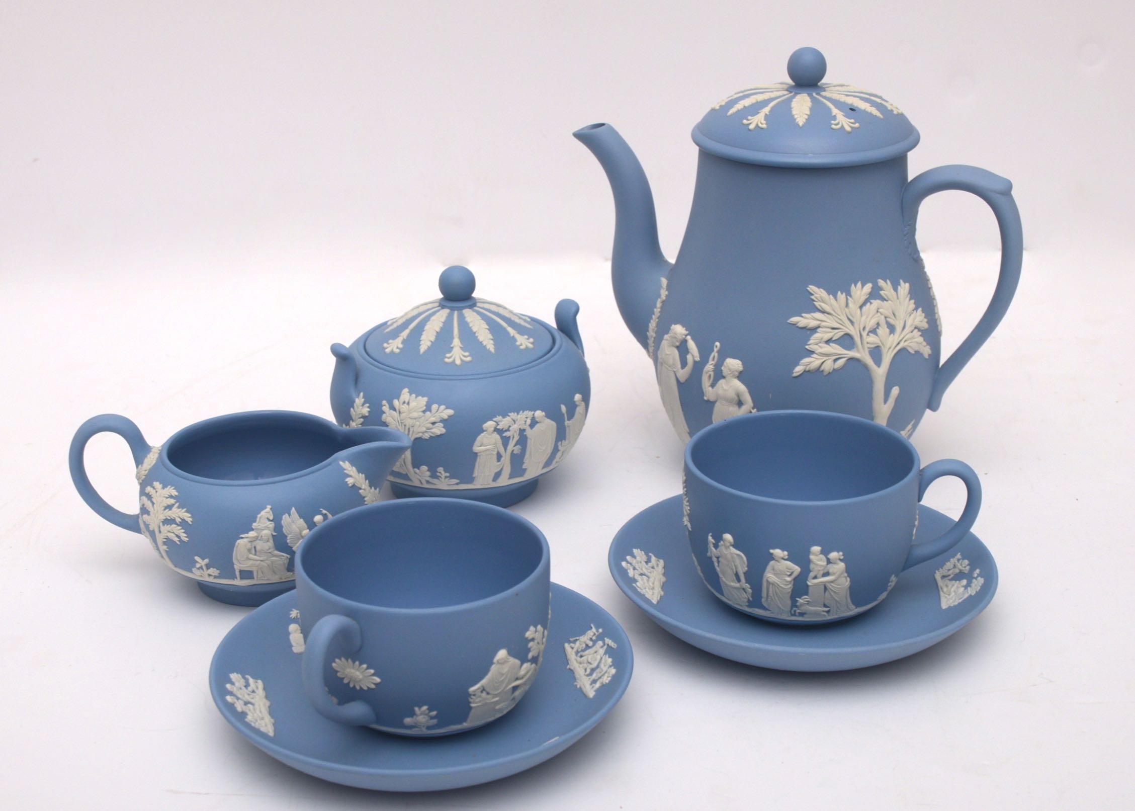 Wedgwood Blue Jasperware Coffee Set