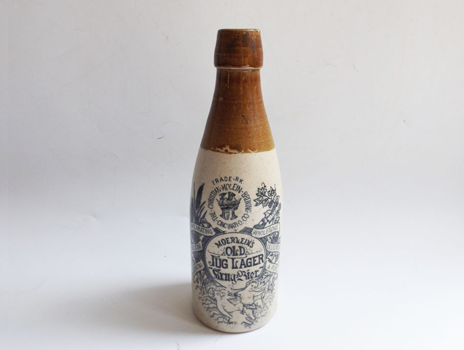 Antique Christian Moerlein Stoneware Lager Bottle