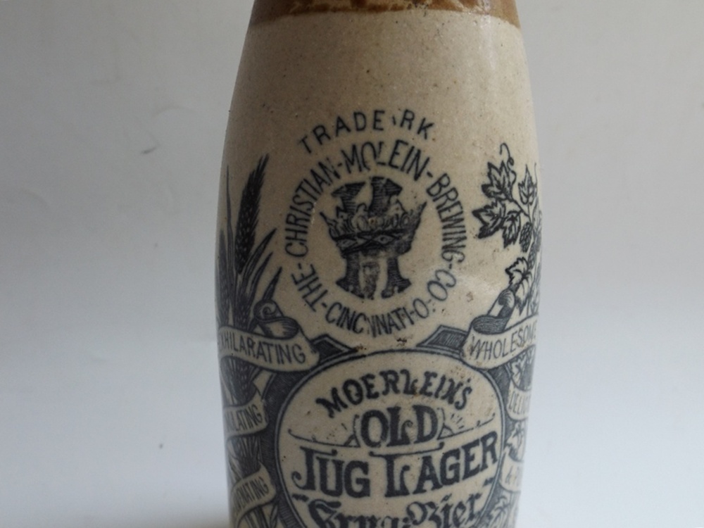 Antique Christian Moerlein Stoneware Lager Bottle