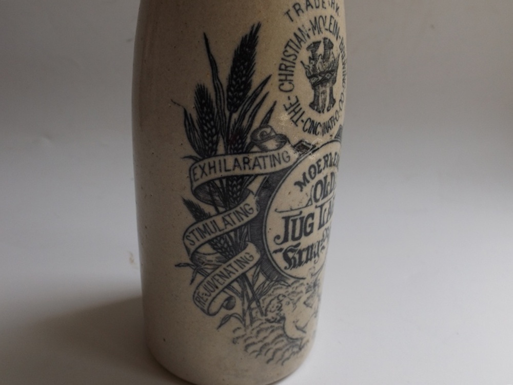 Antique Christian Moerlein Stoneware Lager Bottle