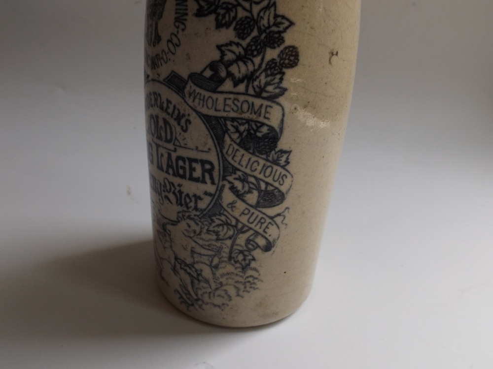 Antique Christian Moerlein Stoneware Lager Bottle