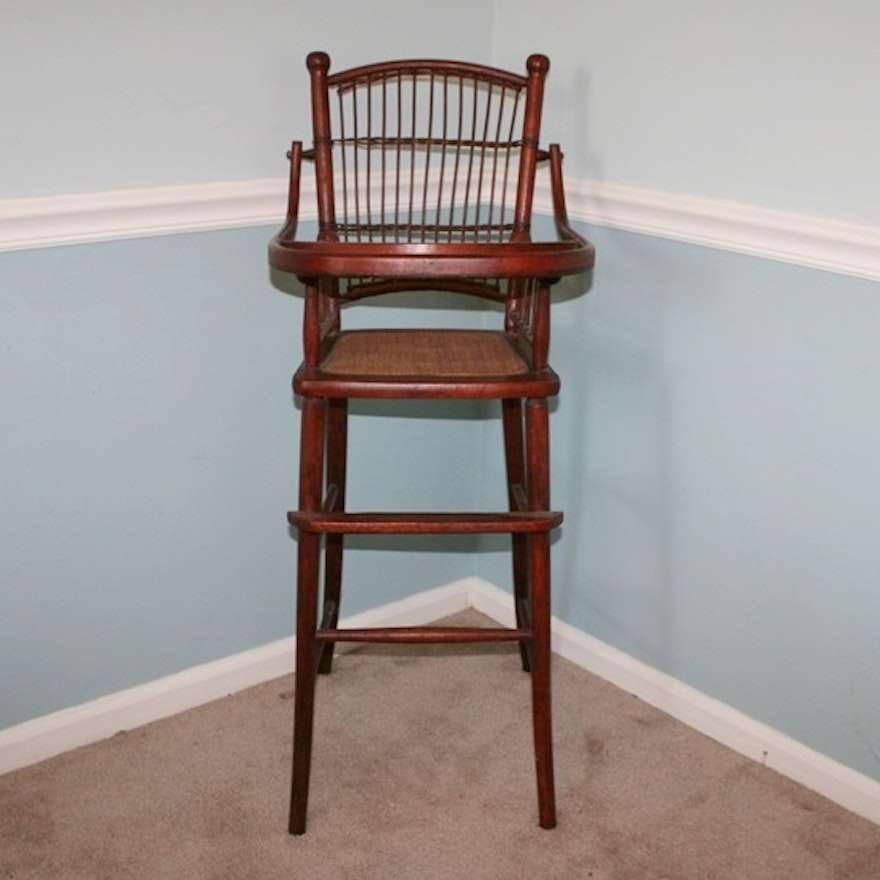 Antique High Chair with Rush Seat