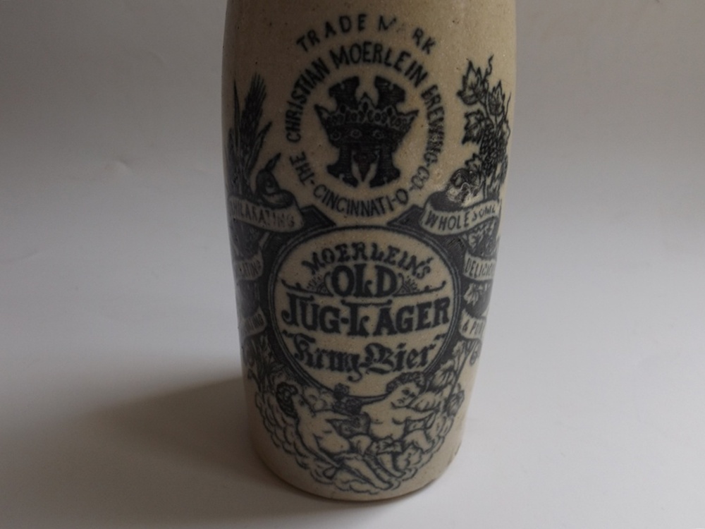 Antique Christian Moerlein Stoneware Lager Bottle