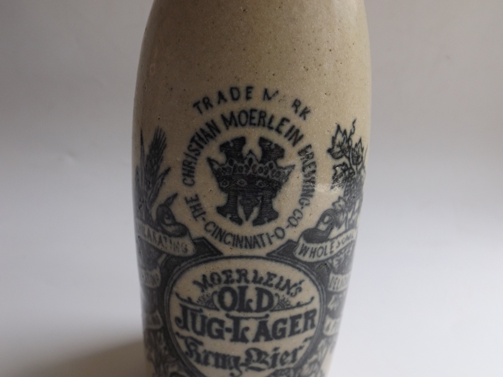 Antique Christian Moerlein Stoneware Lager Bottle