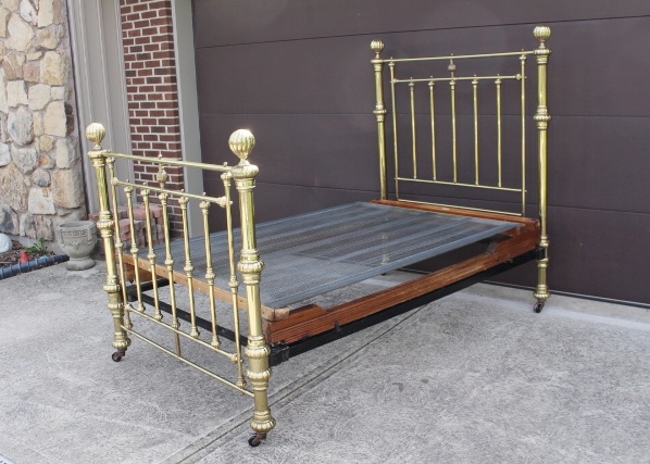 Antique Brass Plated Bed Frame 1800s w/ Unusual wood/steel boxspr