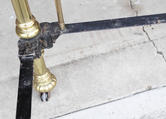 Antique Brass Plated Bed Frame 1800s w/ Unusual wood/steel boxspr