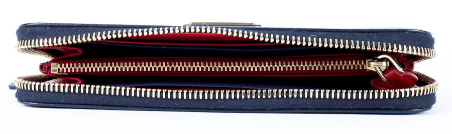 Black Leather Prada Clutch with Red Leather Interior