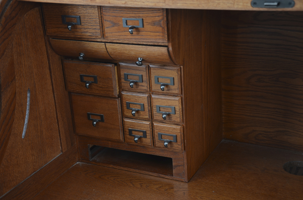 Oak Roll Top Computer Desk