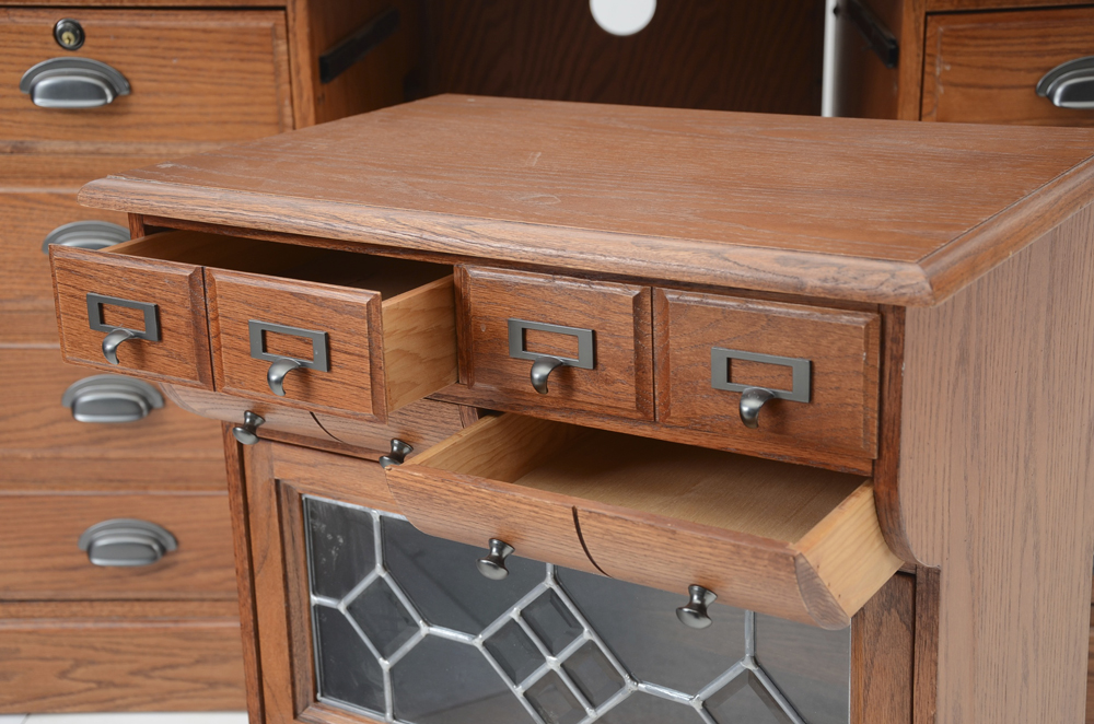 Oak Roll Top Computer Desk