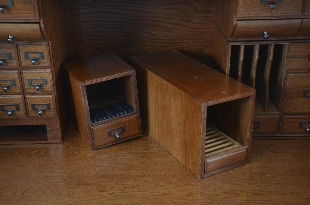 Oak Roll Top Computer Desk