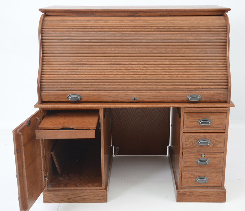 Oak Roll Top Computer Desk