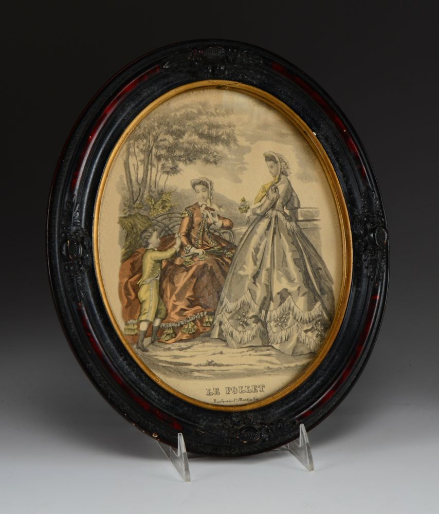 Pair of Framed Antique Le Follet Fashion Prints