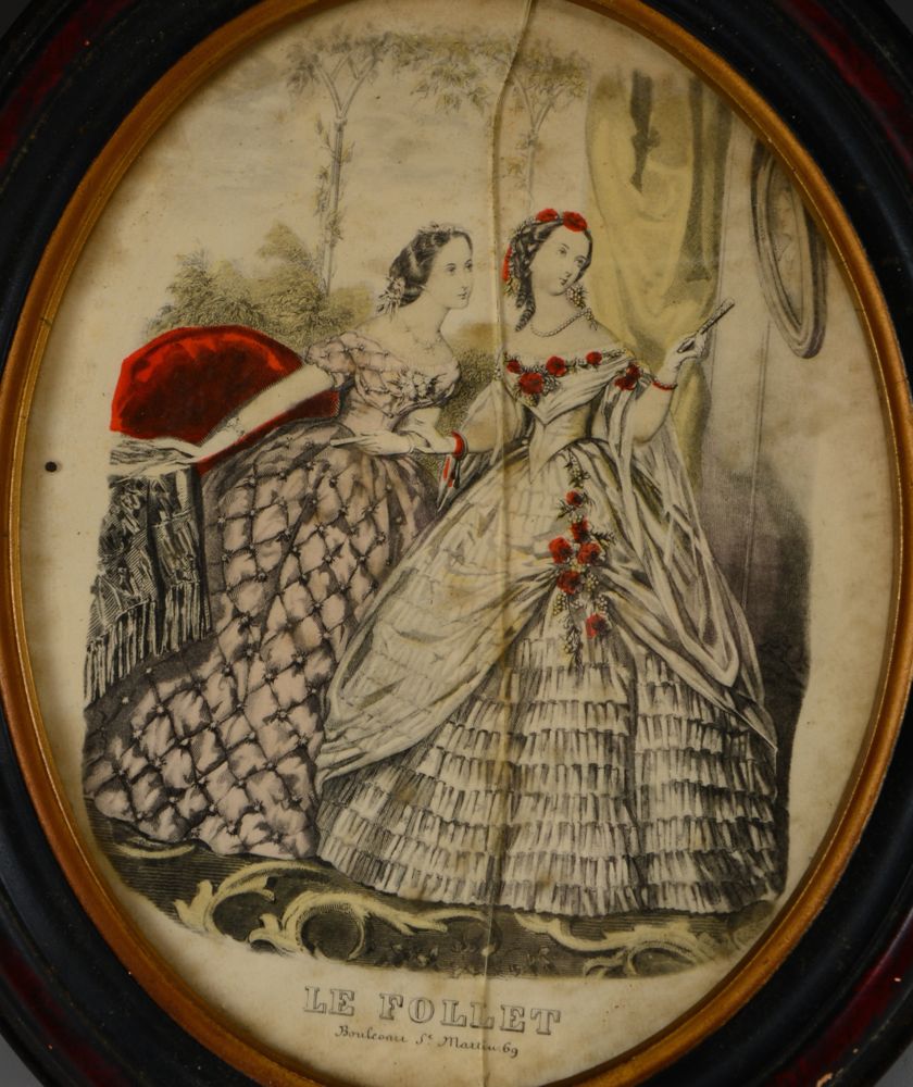 Pair of Framed Antique Le Follet Fashion Prints