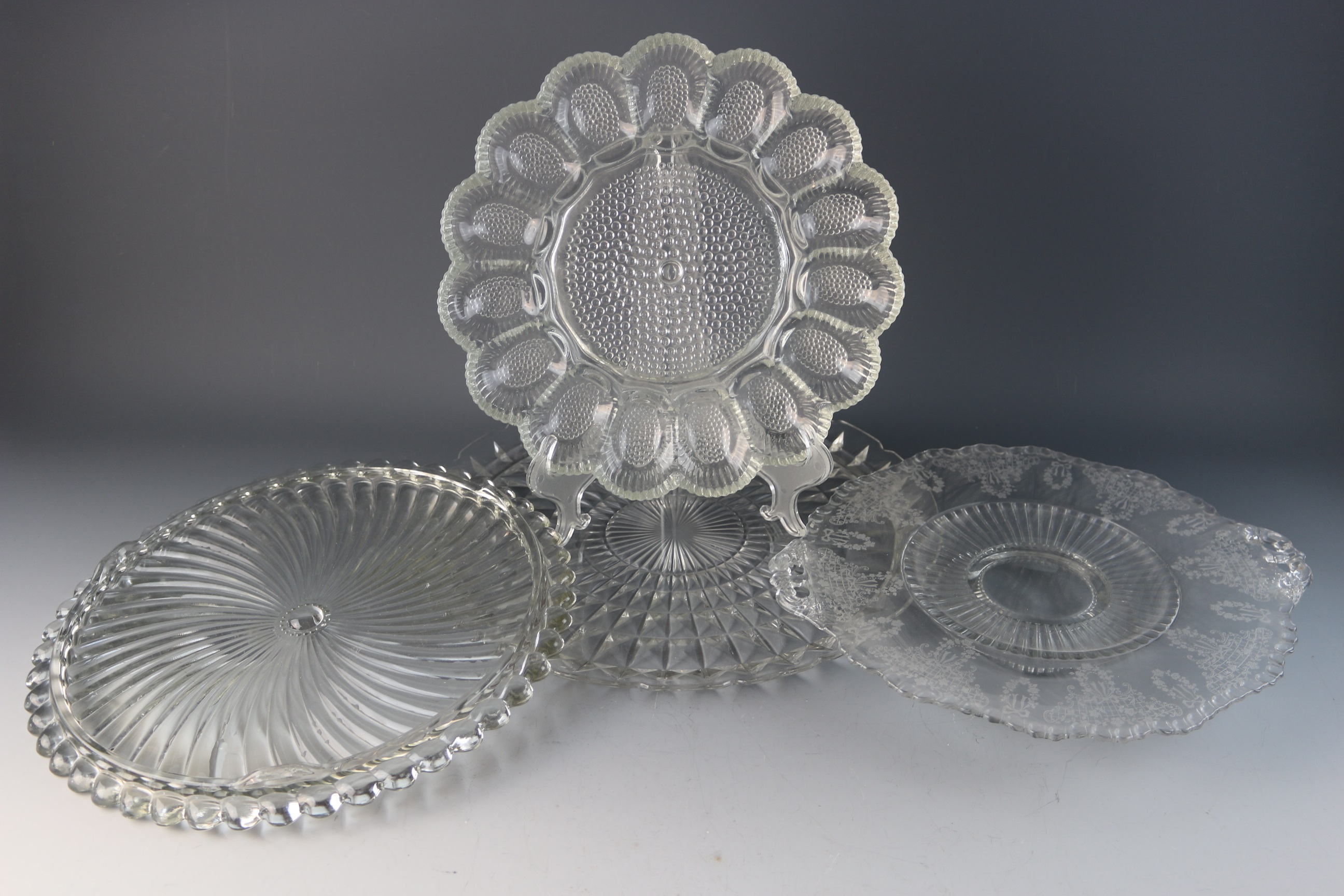 Vintage Glass Large Serving Plates